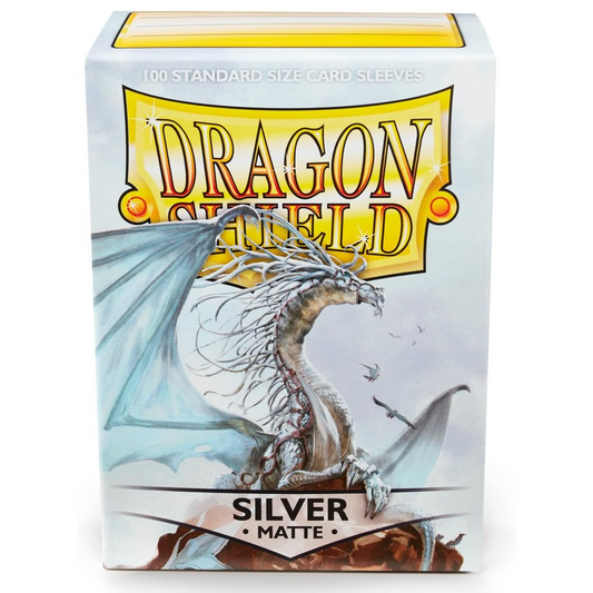 Dragon Shield Matte Standard Sized Card Sleeves 100 Pack: Silver (Boxed) | Happy Piranha