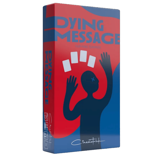 Dying Message Board Game (Front of Box) on a White Background | Happy Piranha
