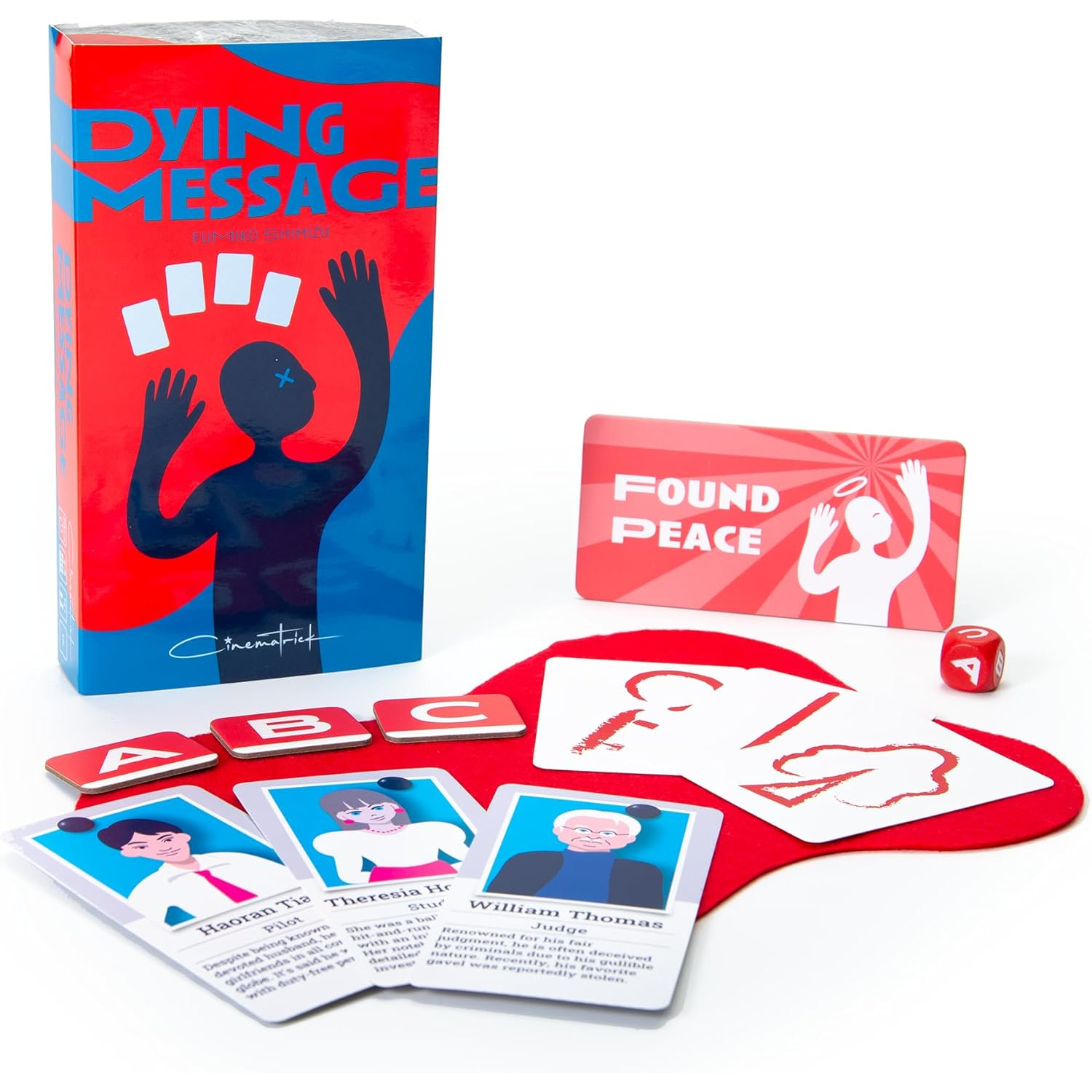 Dying Message Board Game (Box and Contents) on a White Background | Happy Piranha