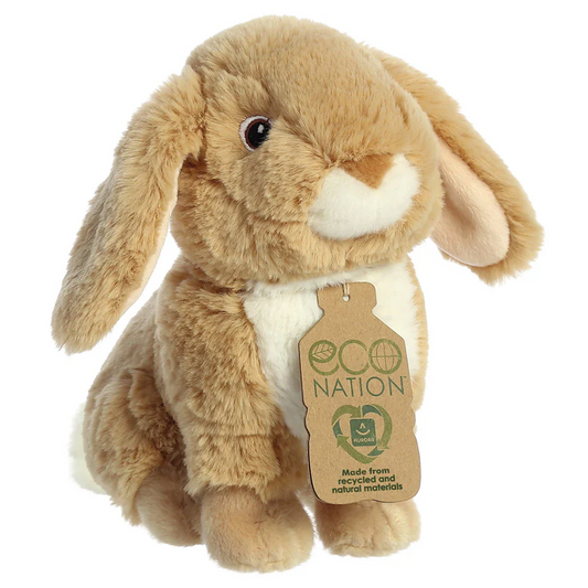 Eco Nation Lop-Eared Bunny Rabbit Soft Toy (Front) On a White Background | Happy Piranha