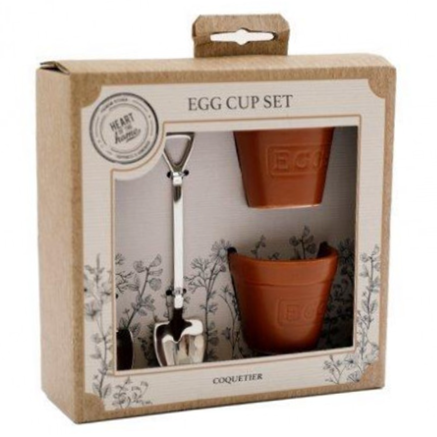 Plant Pot & Spade Shaped Egg Cup & Spoon Pair (Boxed) on a White Background | Happy Piranha