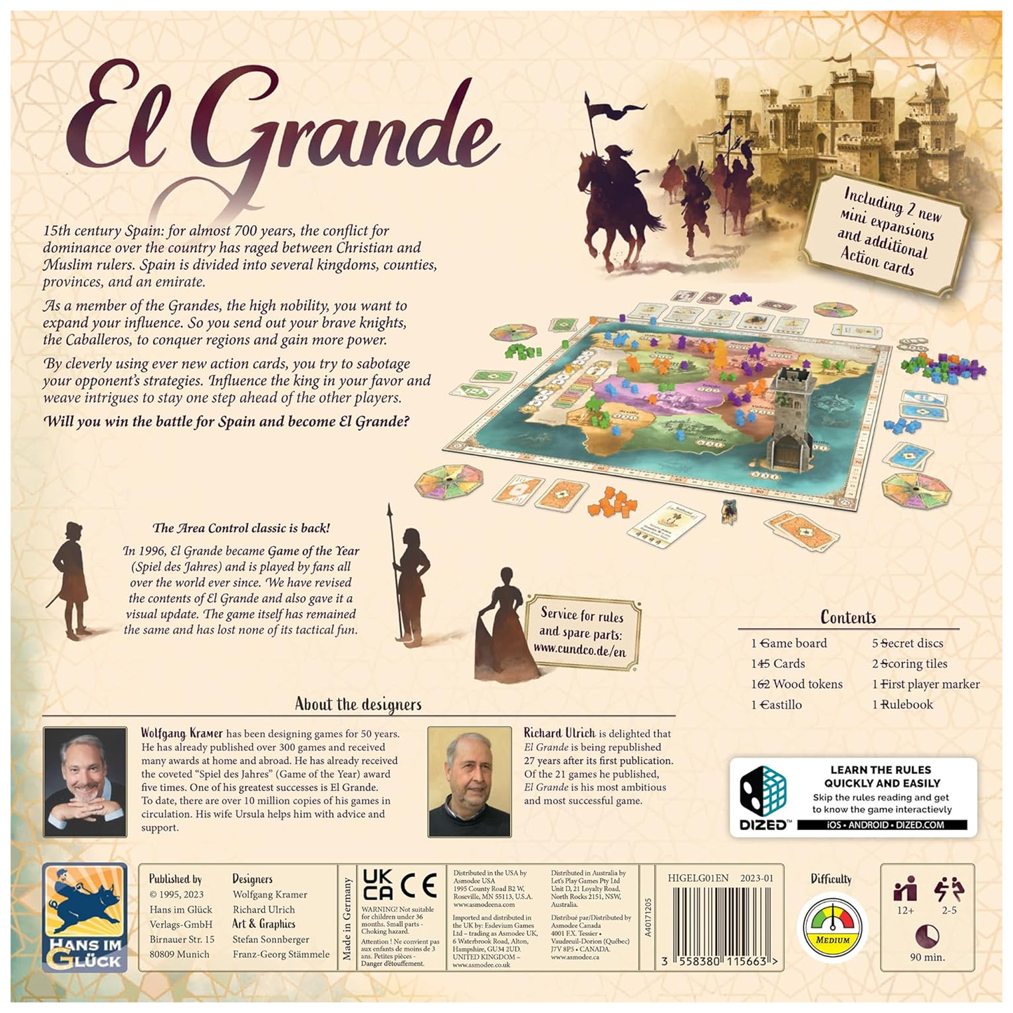 El Grande Board Game Back of Box | Happy Piranha
