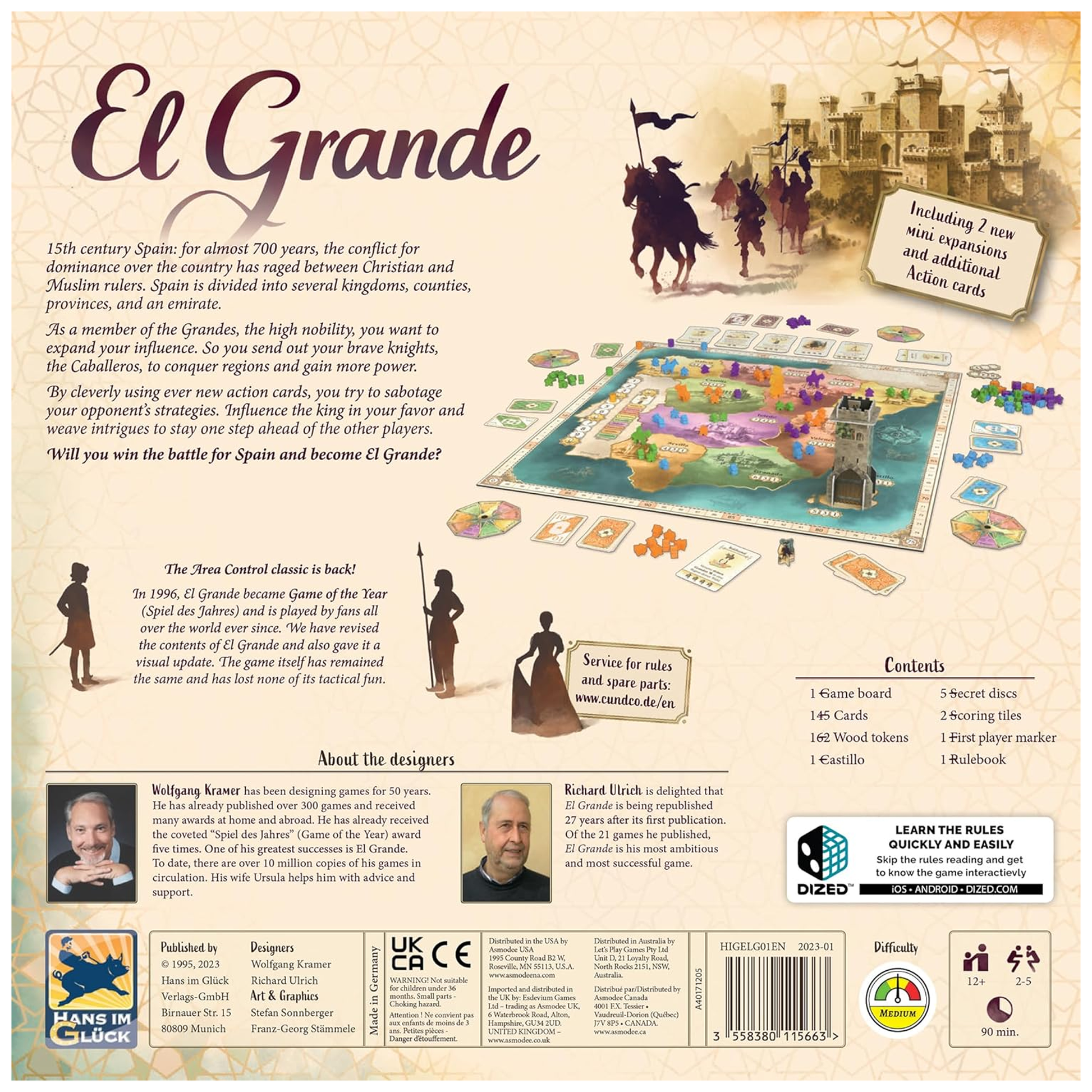 El Grande Board Game Back of Box | Happy Piranha