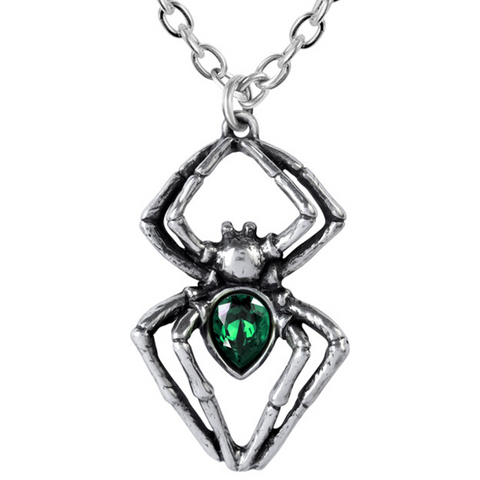 Emerald Spiderling Pewter & Crystal Pendant | Happy Piranha