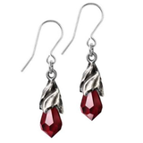 Red Empyrean Tears: Pewter and Crystal Dropper Earrings | Happy Piranha