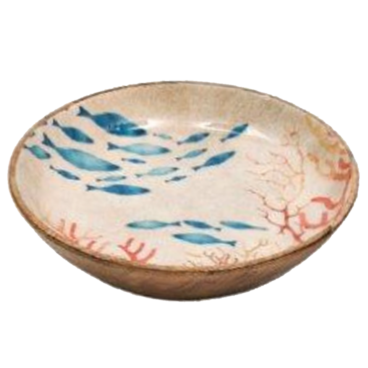 Enamelled Wooden Ocean Design Bowl