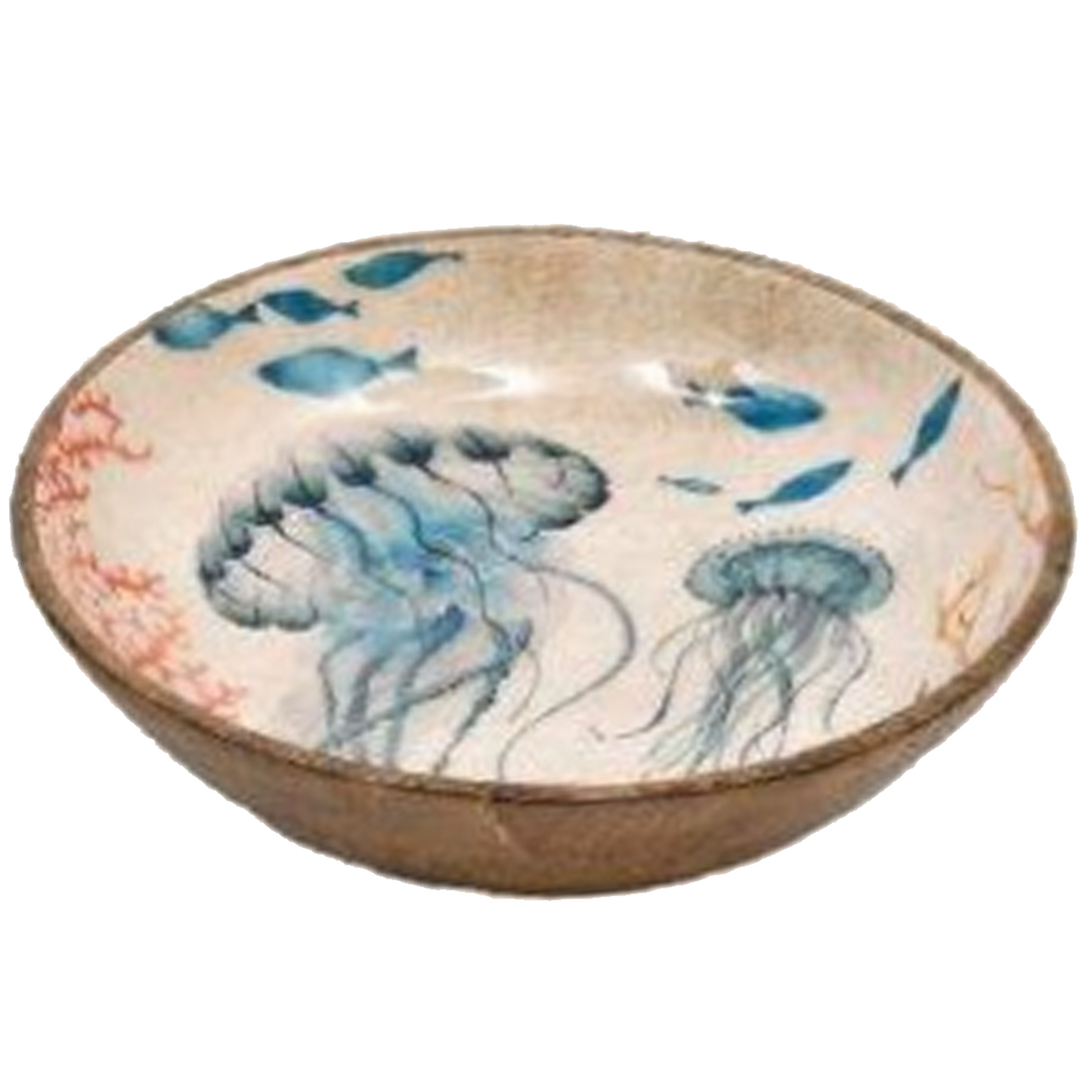 Enamelled Wooden Ocean Design Bowl