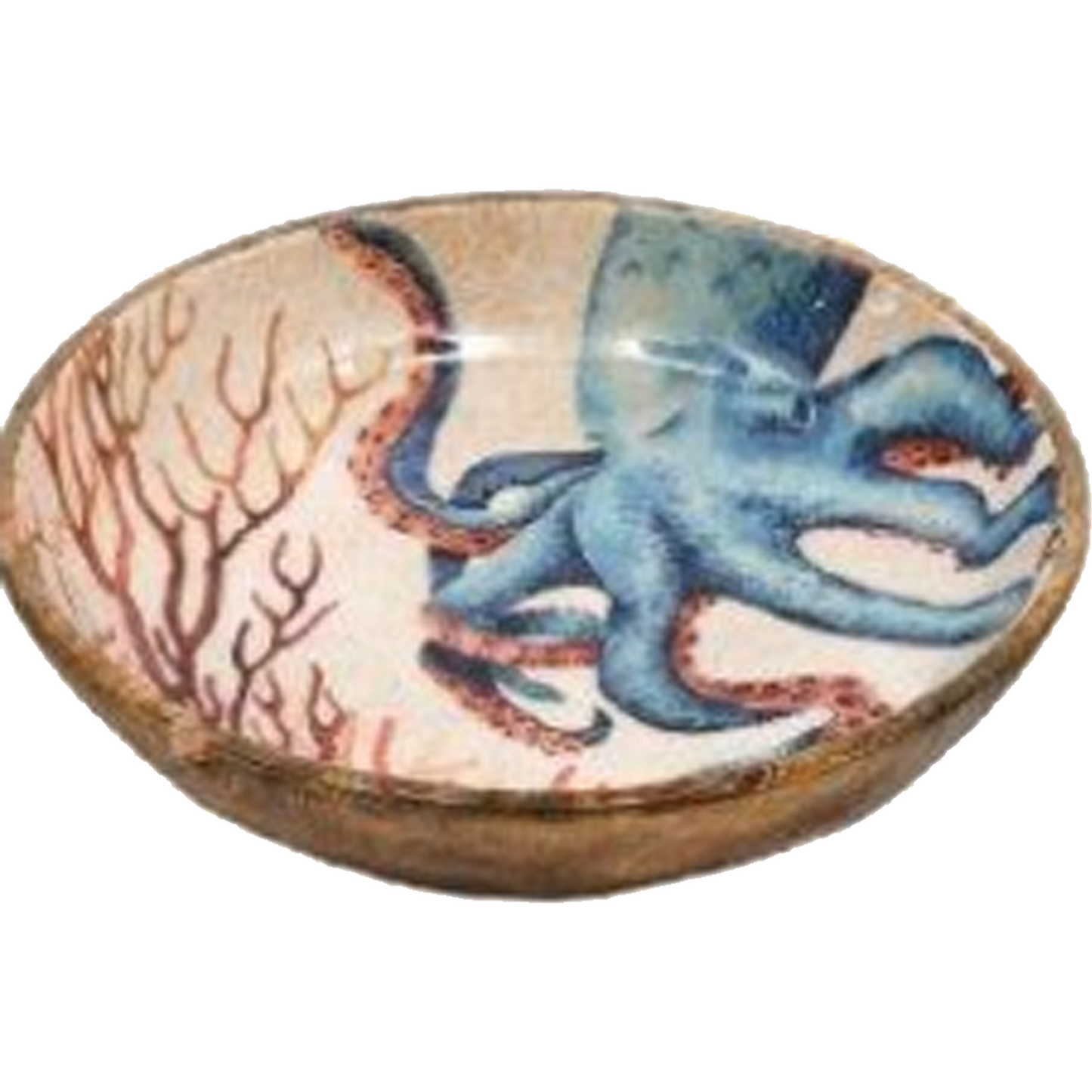 Enamelled Wooden Ocean Design Bowl