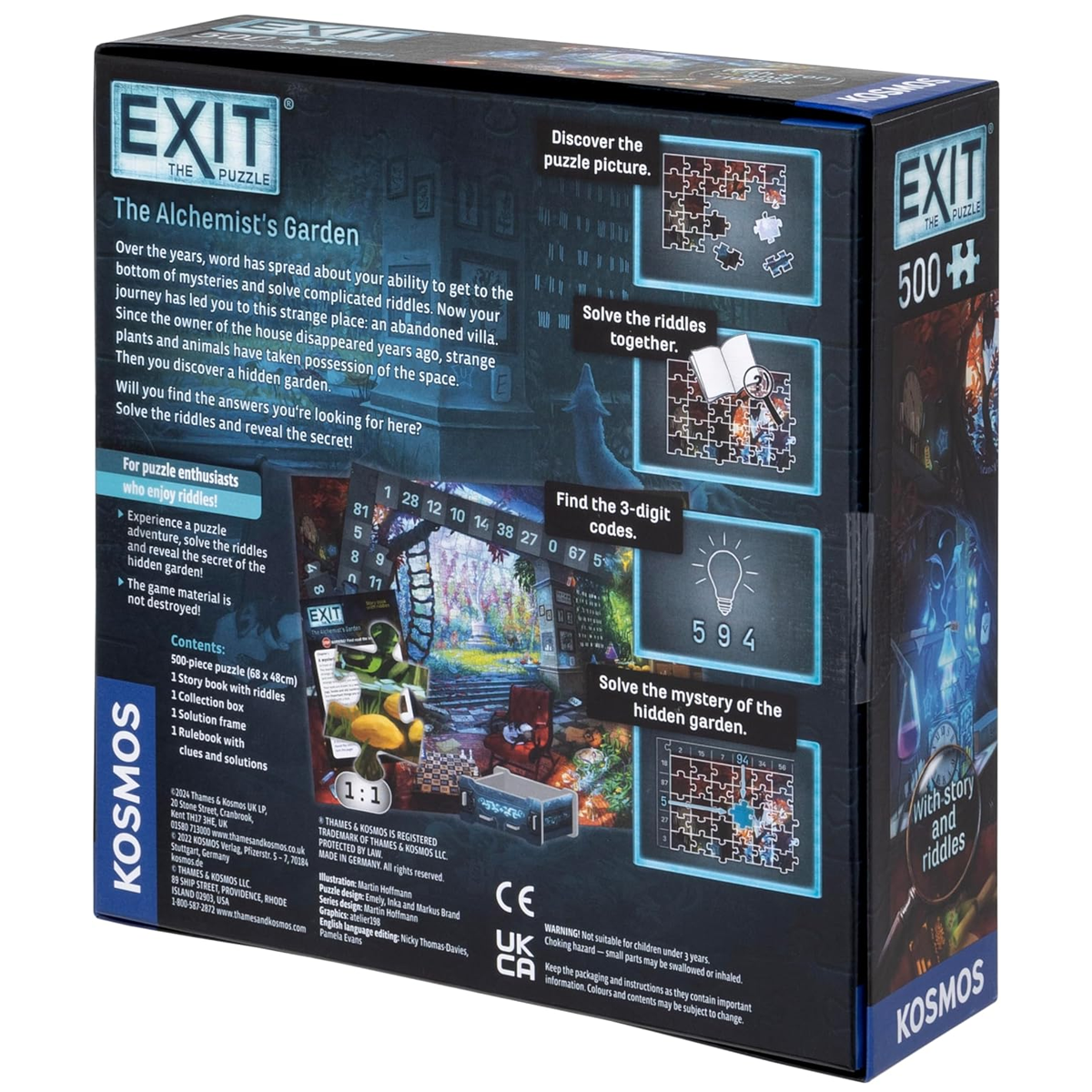EXIT The Puzzle: The Alchemist's Garden (Back of Box) on a White Background | Happy Piranha