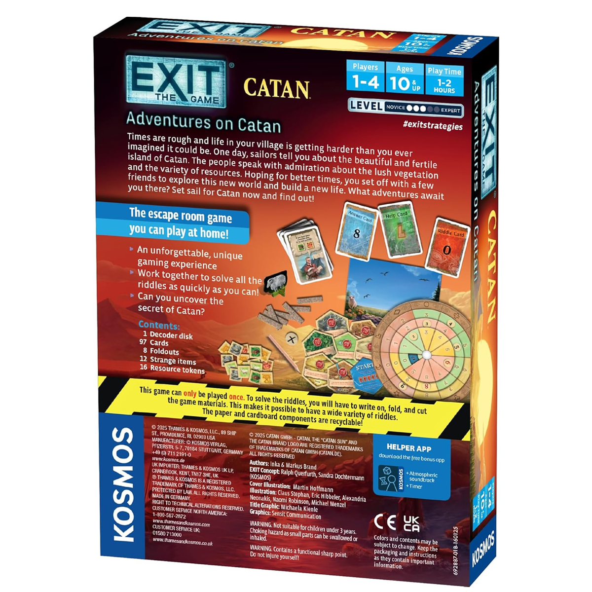 EXIT: Adventures on Catan Escape Room Board Game (Back of Box) On a White Background | Happy Piranha