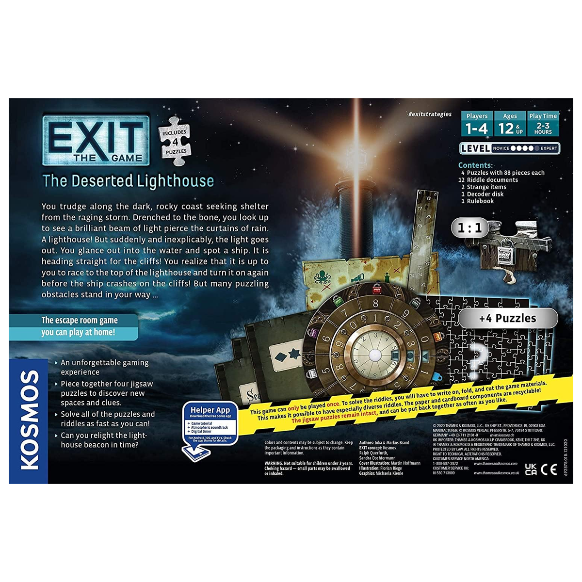EXIT The Game + Puzzle: The Deserted Lighthouse (Back of Box) On a White Background | Happy Piranha