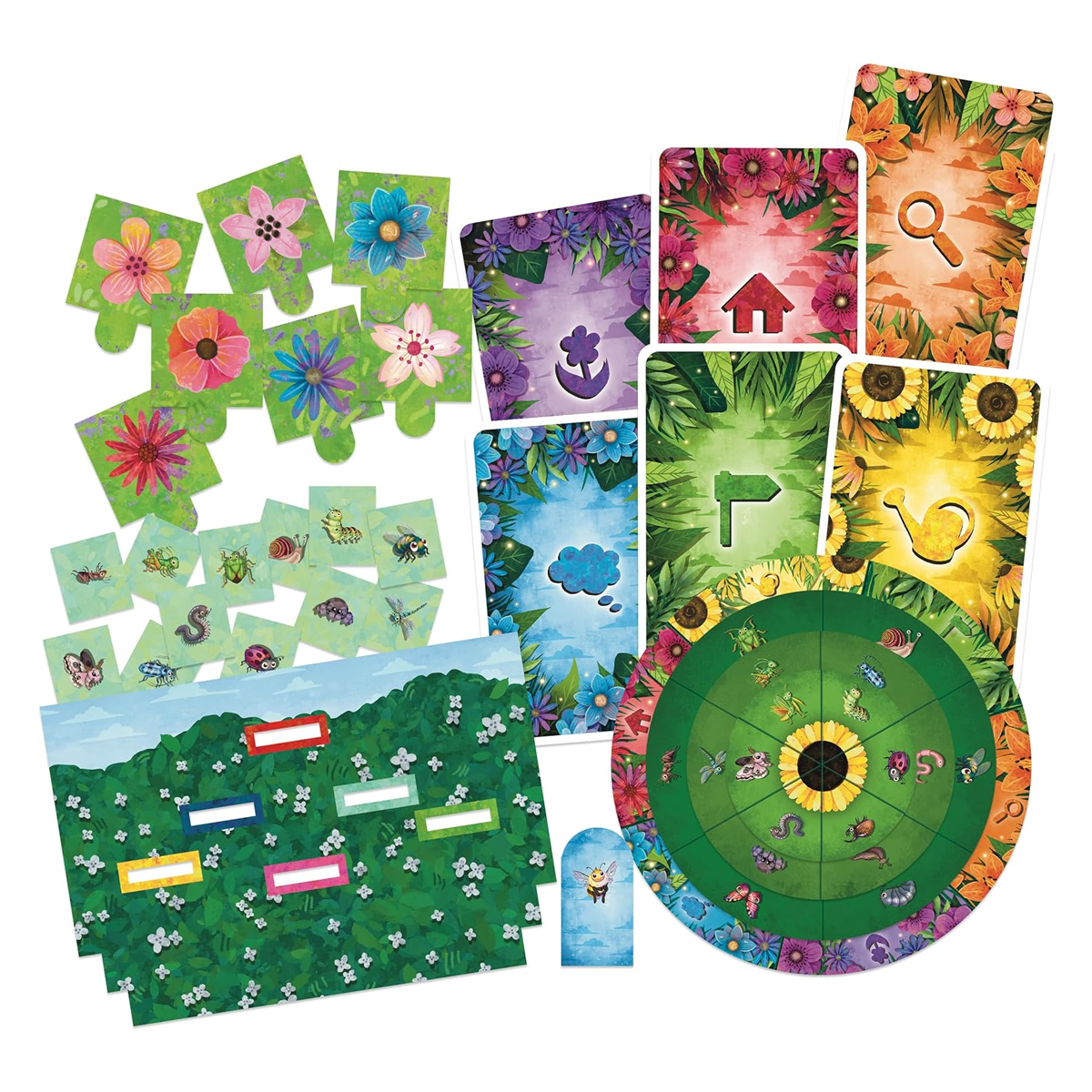 EXIT Kids: The Great Bee-scape Escape Room Board Game Components On a White Background | Happy Piranha