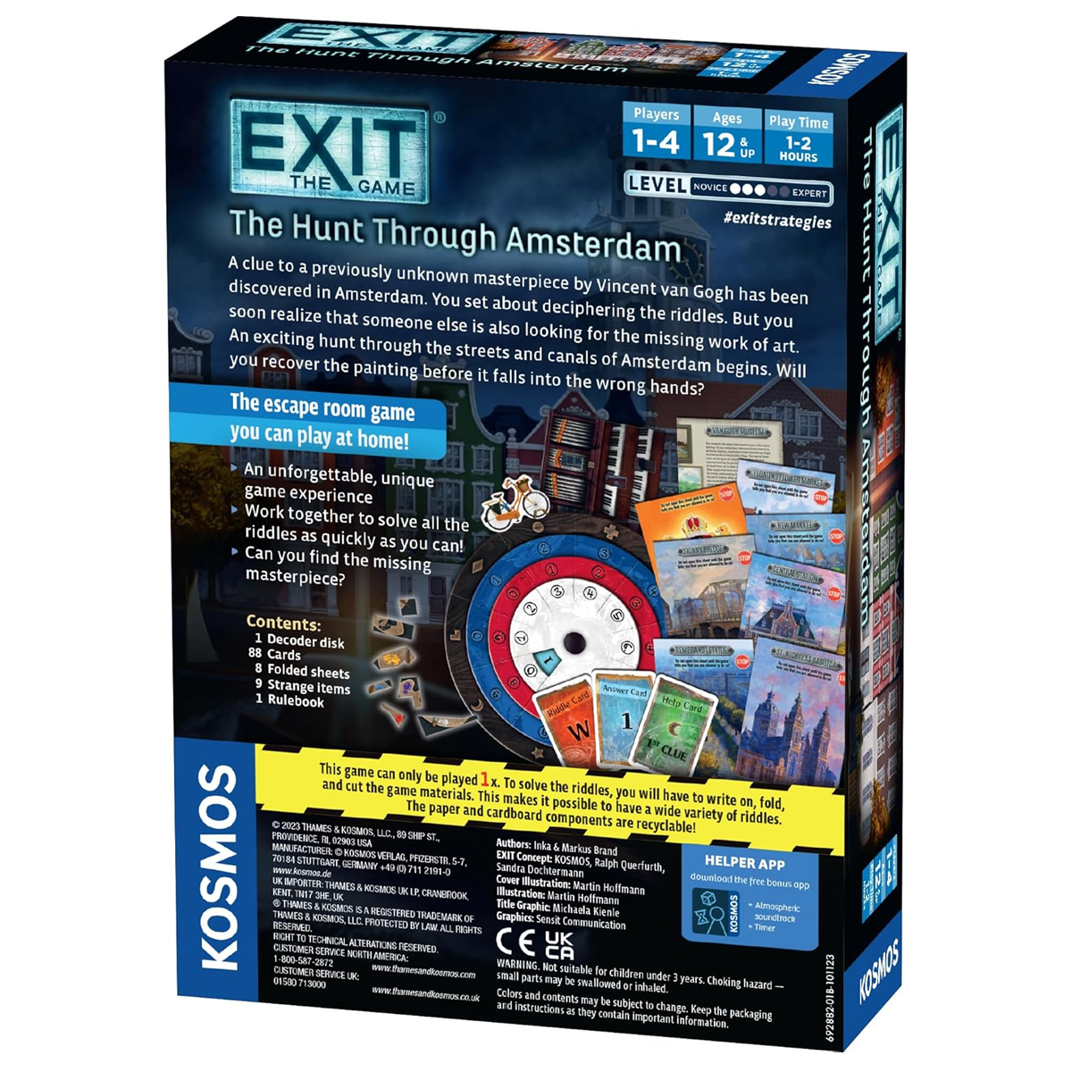 EXIT: The Hunt Through Amsterdam Escape Room Board Game (Back of Box) On a White Background | Happy Piranha