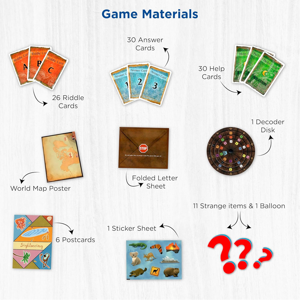 EXIT: The Professor's Last Riddle Escape Room Board Game Components on a White Background | Happy Piranha