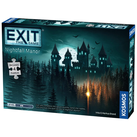 EXIT The Game + Puzzle: Nightfall Manor (Front of Box) On a White Background | Happy Piranha