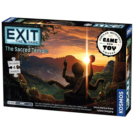 EXIT The Game + Puzzle: The Sacred Temple (Box) On a White Background | Happy Piranha