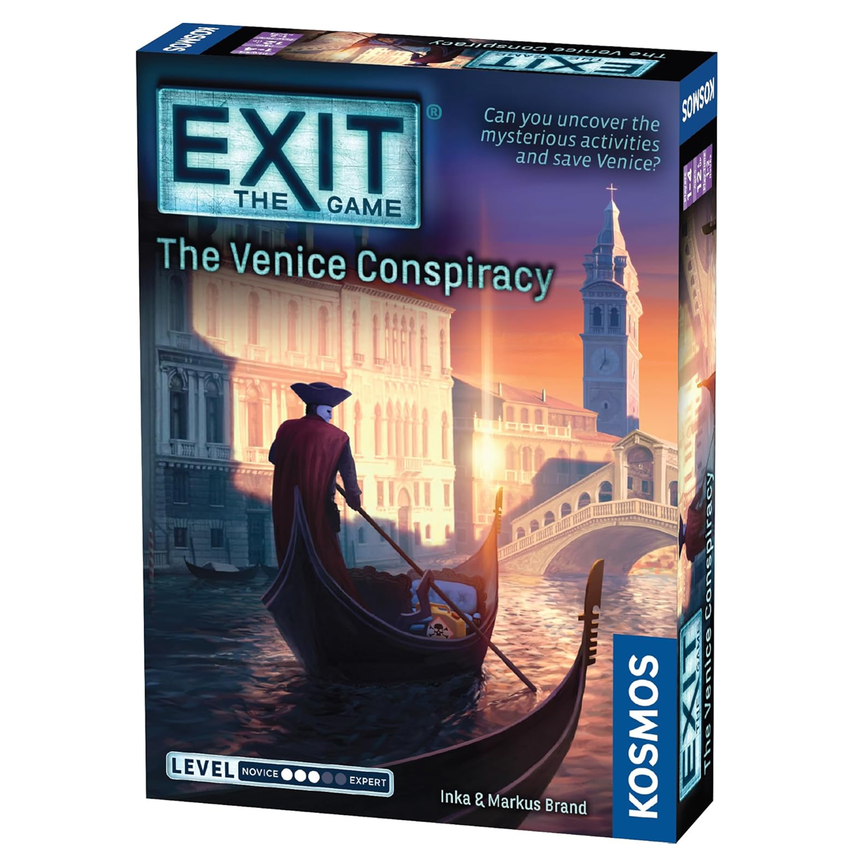 EXIT: The Venice Conspiracy Escape Room Board Game (Front of Box) on a White Background | Happy Piranha