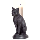 Faust's Cat Candlestick - Black Resin Candle Holder With Candle In | Happy Piranha