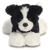 Black and White Border Collie Dog Flopsie Soft Toy (Front) | Happy Piranha