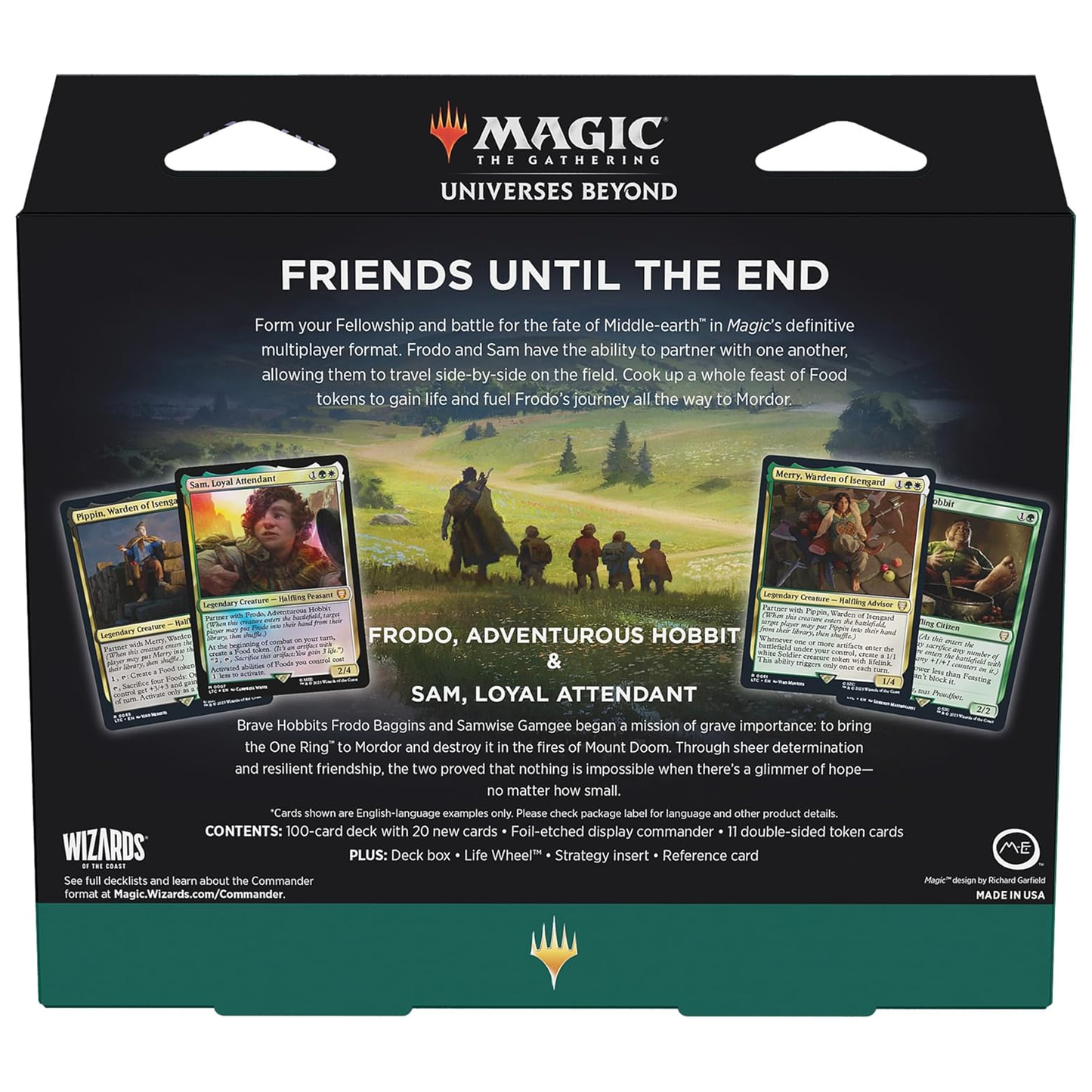 Magic the Gathering: Lord of the Rings Food & Fellowship Commander Deck (Back of Box) On a White Background | Happy Piranha