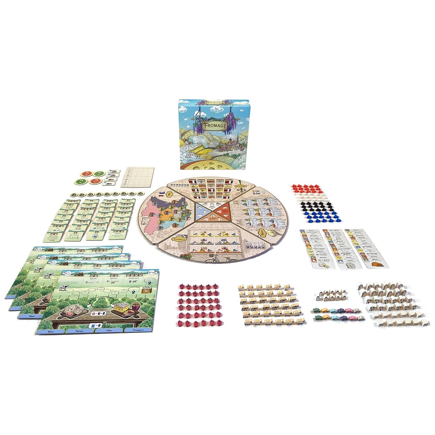 Fromage Board Game (Box and Contents) on a White Background | Happy Piranha