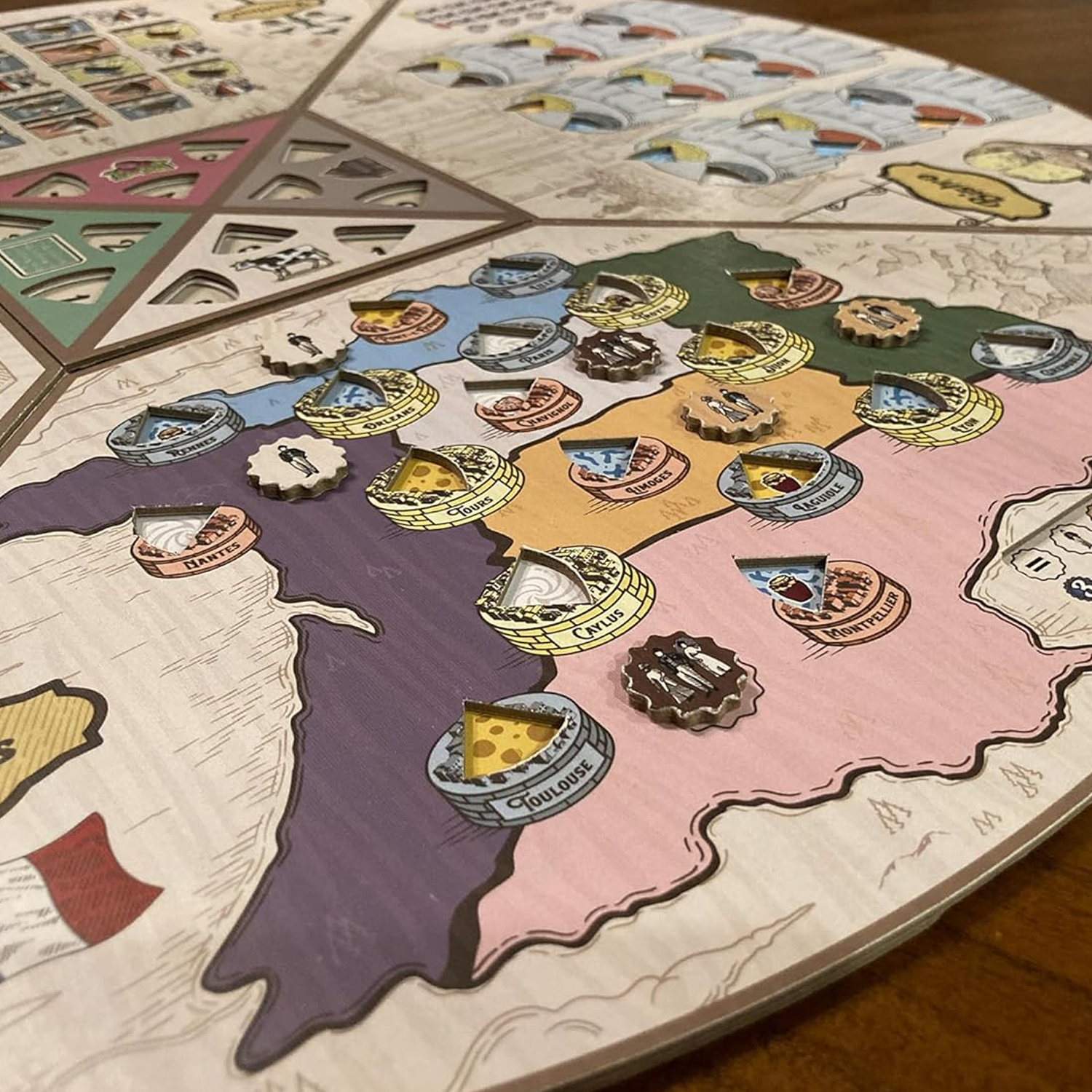 Fromage Board Game (Game Board, Close Up) on a Wooden Table | Happy Piranha