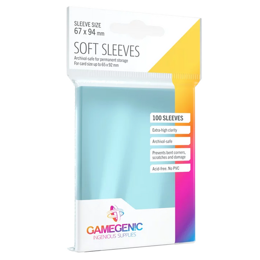 Gamegenic 67x94mm Clear Soft Standard Sized Card Sleeves 100 Pack (Front) | Happy Piranha