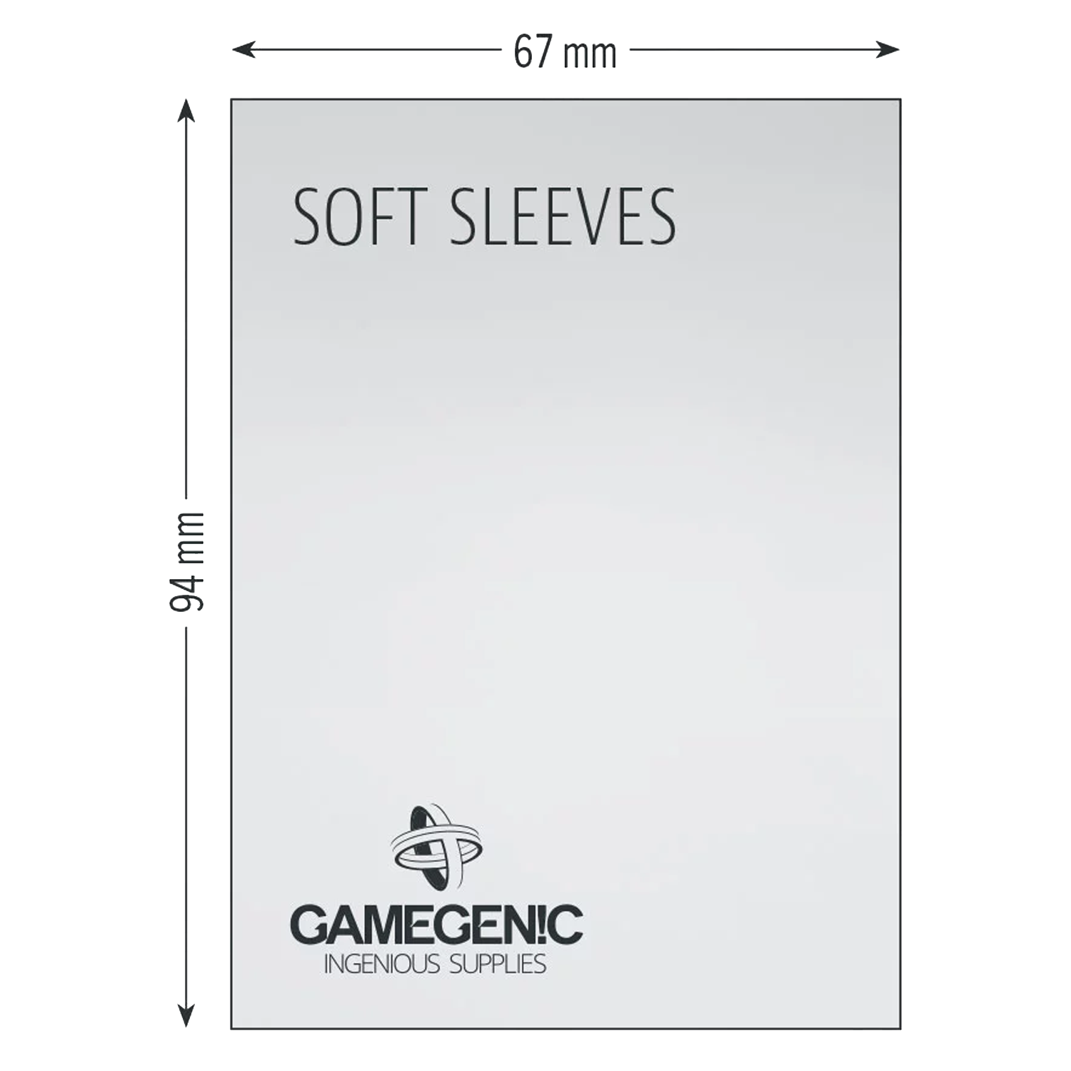 Gamegenic 67x94mm Clear Soft Standard Sized Card Sleeves Size Diagram | Happy Piranha