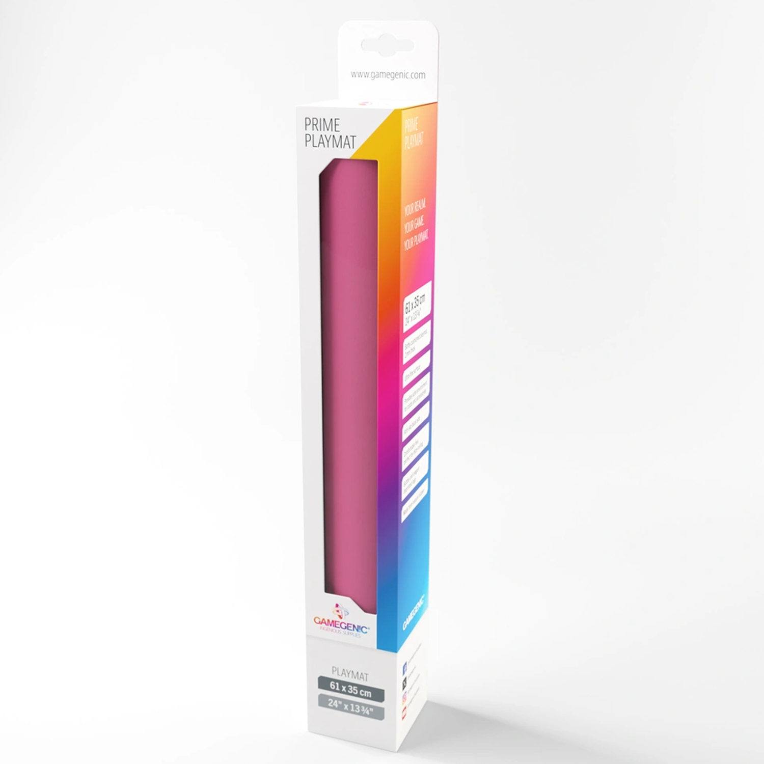 Gamegenic Prime TCG Playmat 61 x 35cm: Pink In Its Packaging on a White Background | Happy Piranha