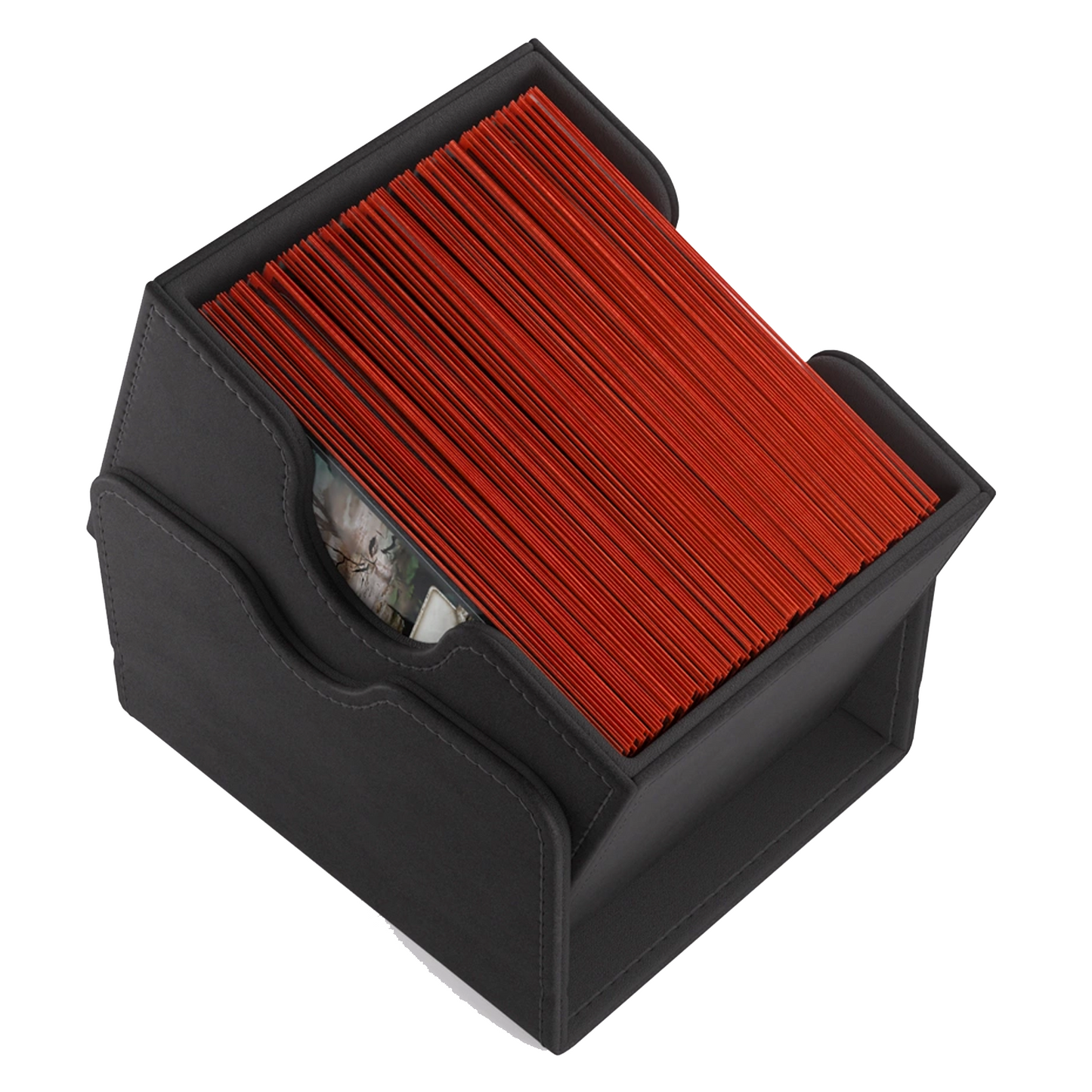 Gamegenic Sidekick 100+ XL Convertible Deck Box: Black (Tilted Vertically) | Happy Piranha