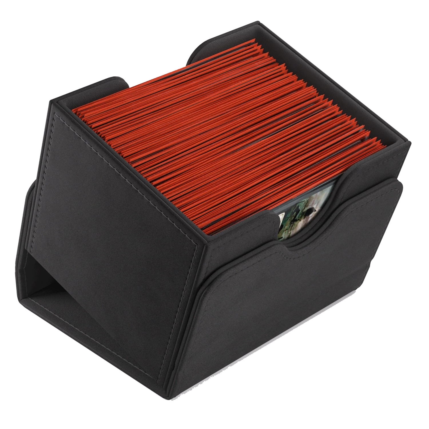 Gamegenic Sidekick 100+ XL Convertible Deck Box: Black (Tilted Horizontally) | Happy Piranha