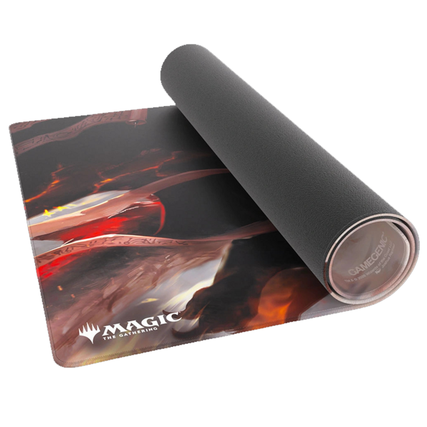 Gamegenic: Secrets of Strixhaven Lorehold Dragon Playmat 61 x 35cm, Rolled Up on a White Background | Happy Piranha