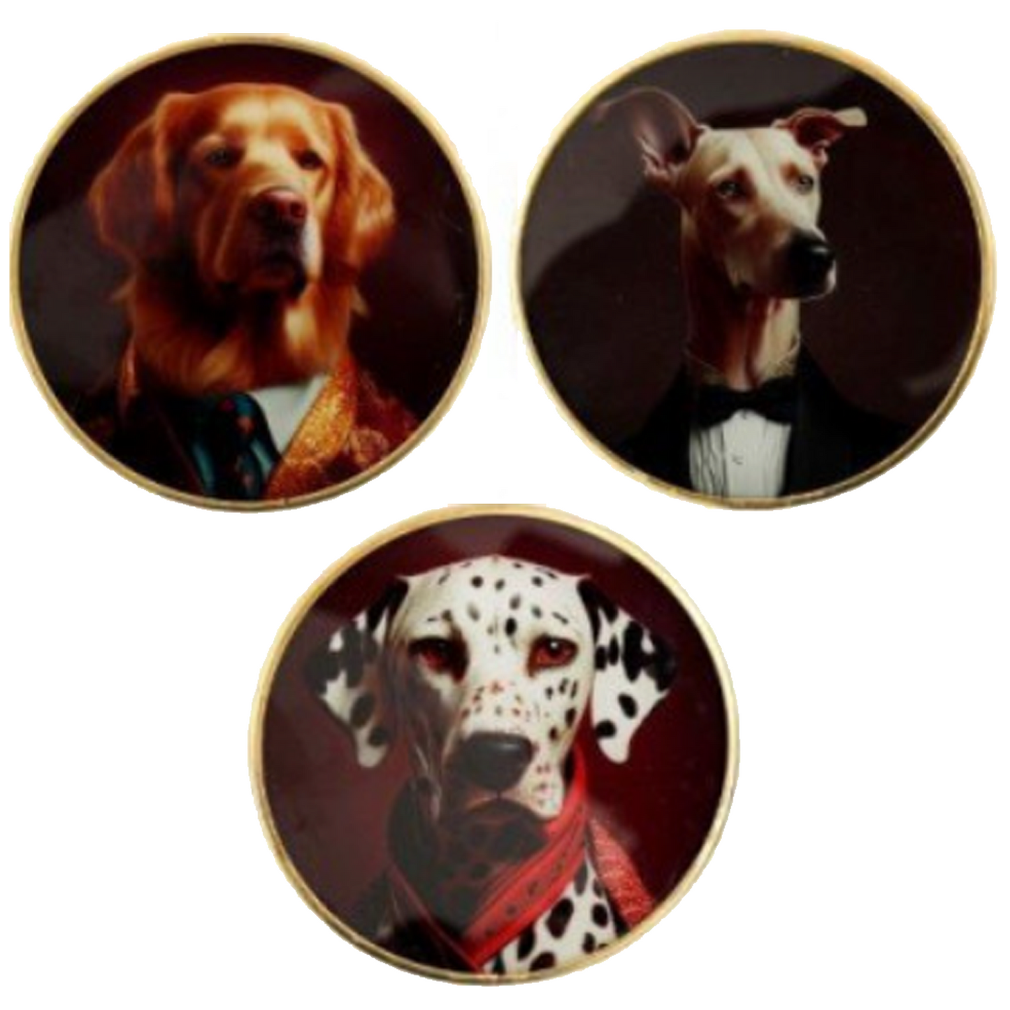 Gentry Big Dogs: Posh Animal Design Glass Coasters (All 3 Designs) | Happy Piranha