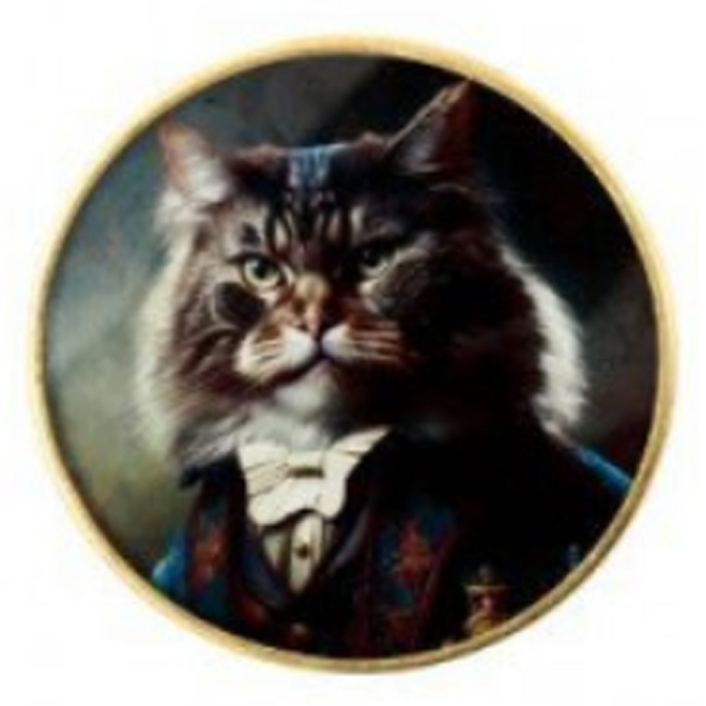 Gentry Cats: Posh Animal Design Circular Glass Coaster (Grey Cat) | Happy Piranha