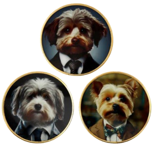 Gentry Small Dogs: Posh Animal Design Glass Coasters (All 3 Designs) | Happy Piranha