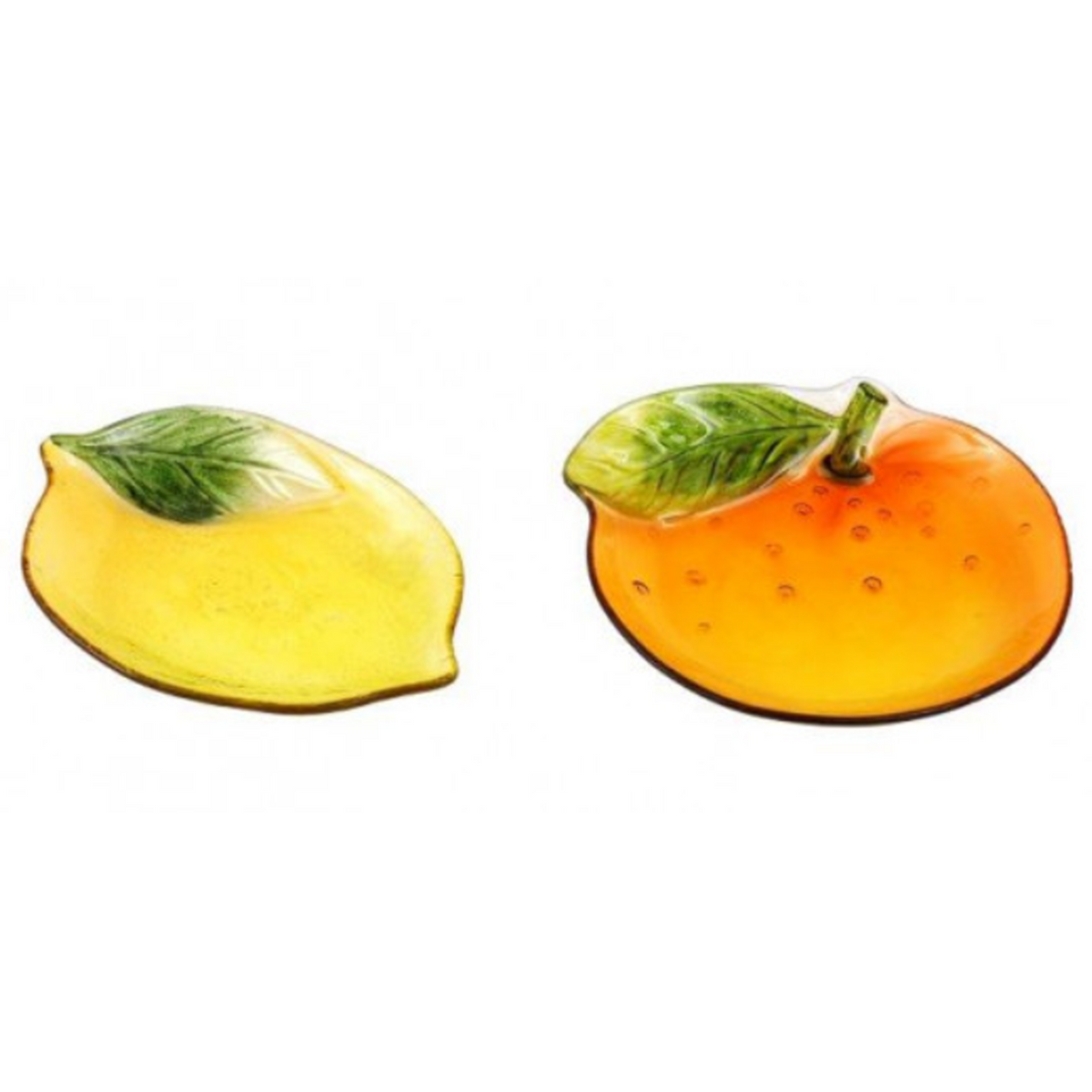 Orange & Lemon Design Glass Plates Side by Side on a White Background | Happy Piranha