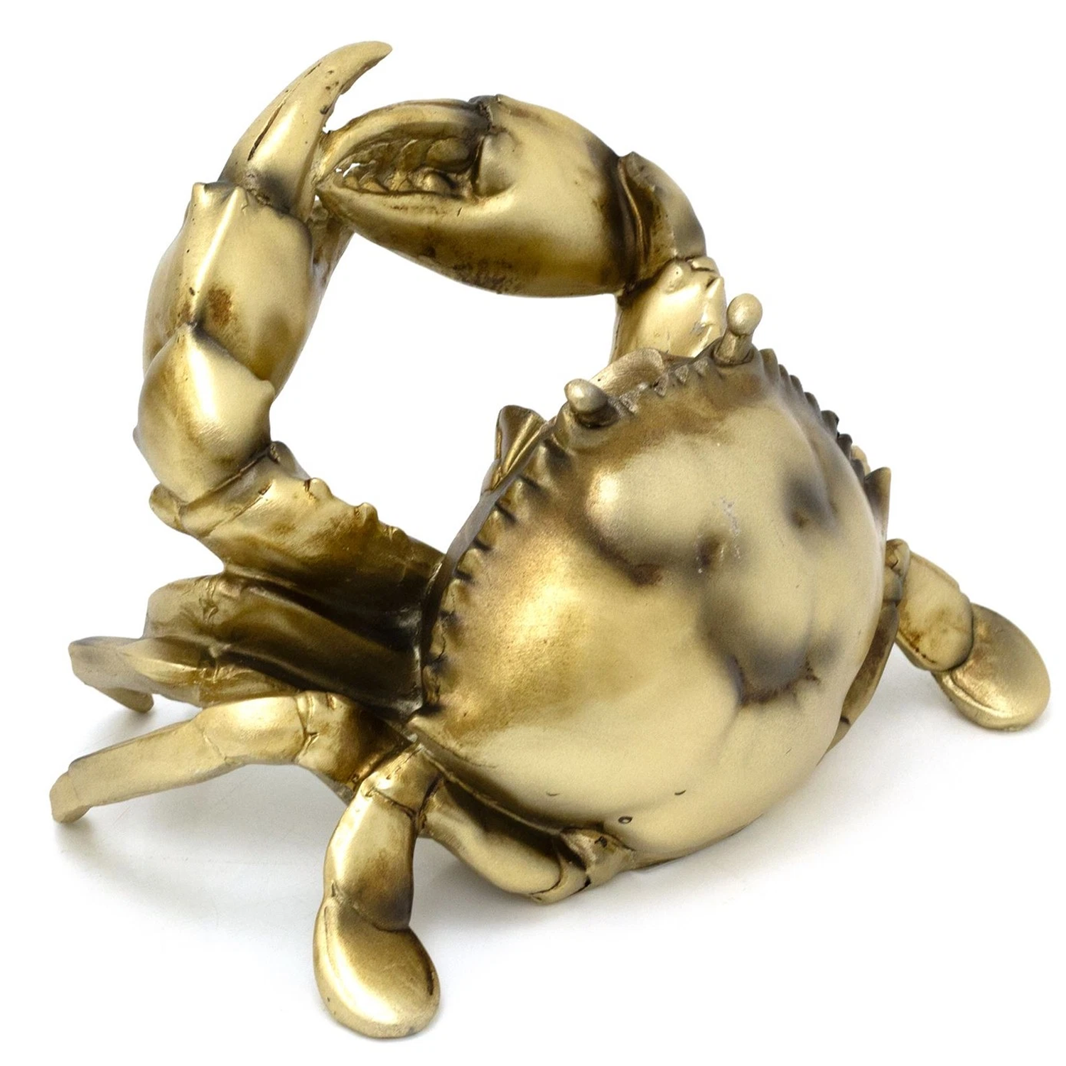 Gold Crab Wine Bottle Holder (Side View) on a White Background | Happy Piranha