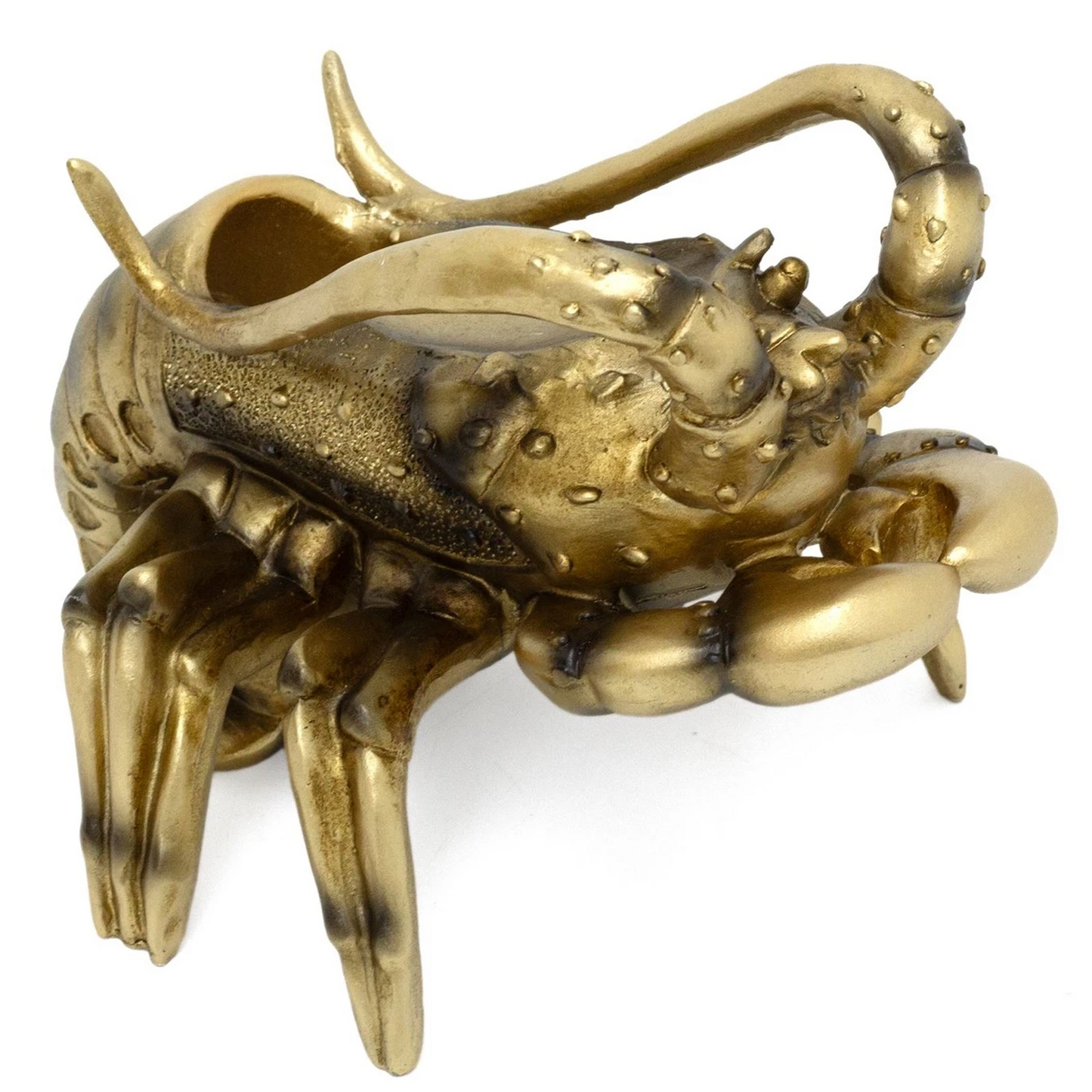 Gold Lobster Wine Bottle Holder (Front View) On a White Background | Happy Piranha