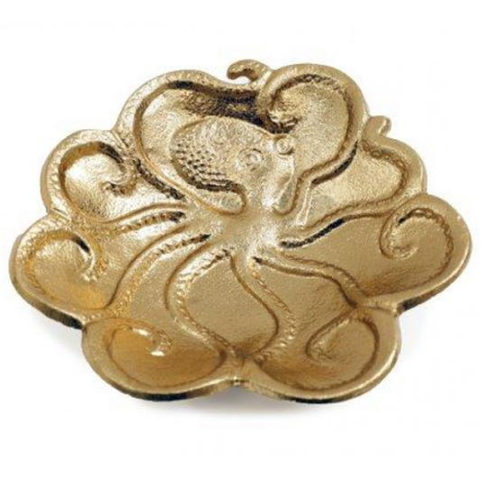 Gold Metal Octopus Trinket Dish / Bowl on a White Background | Happy Piranha