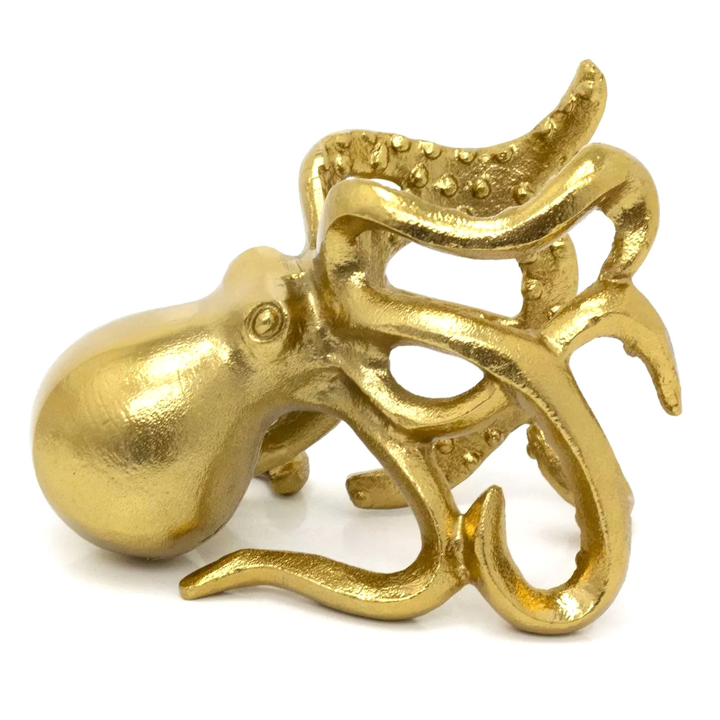 Gold Octopus Metal Wine Bottle Holder (Side) | Happy Piranha