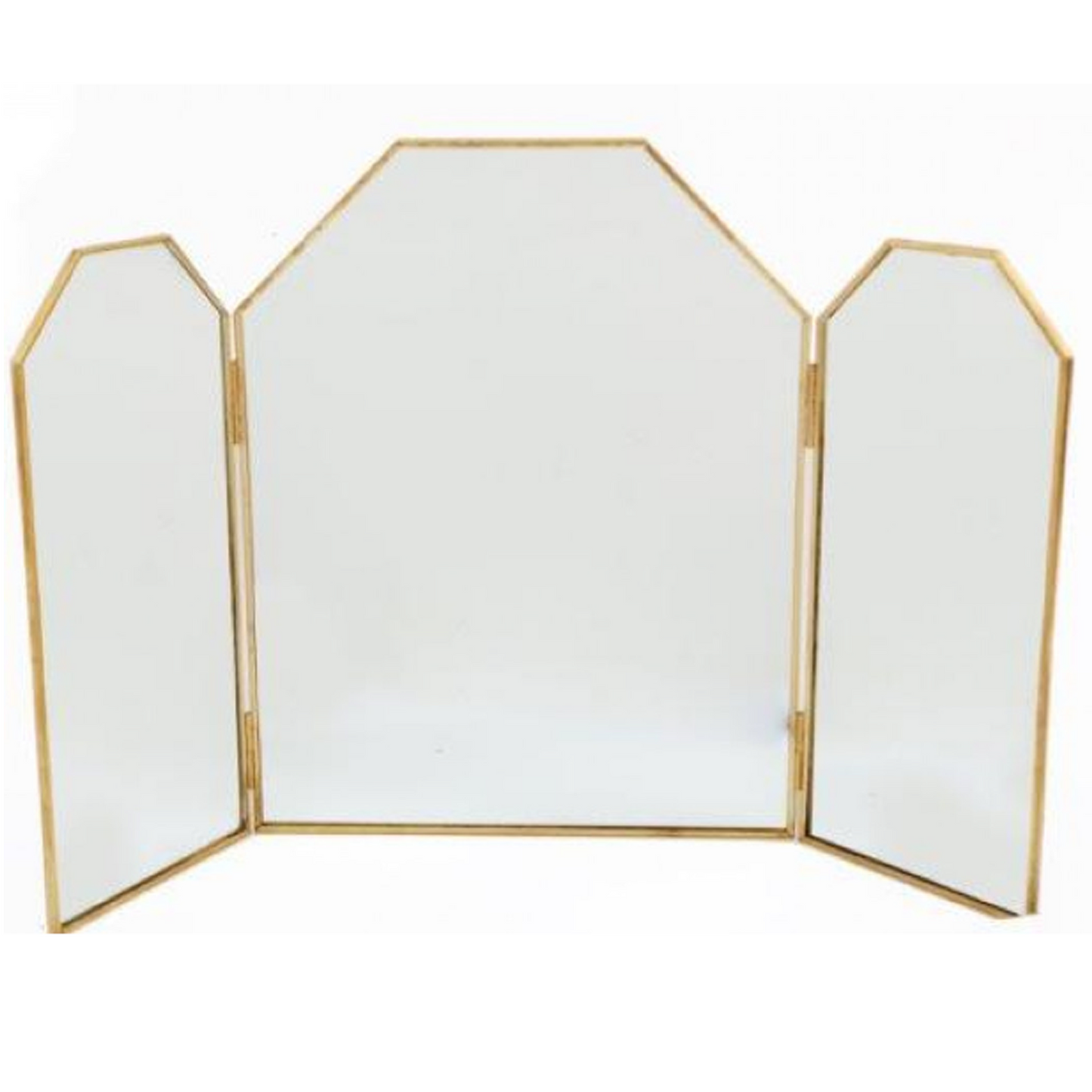 Gold Triple Edge Foldable Table Mirror | Happy Piranha