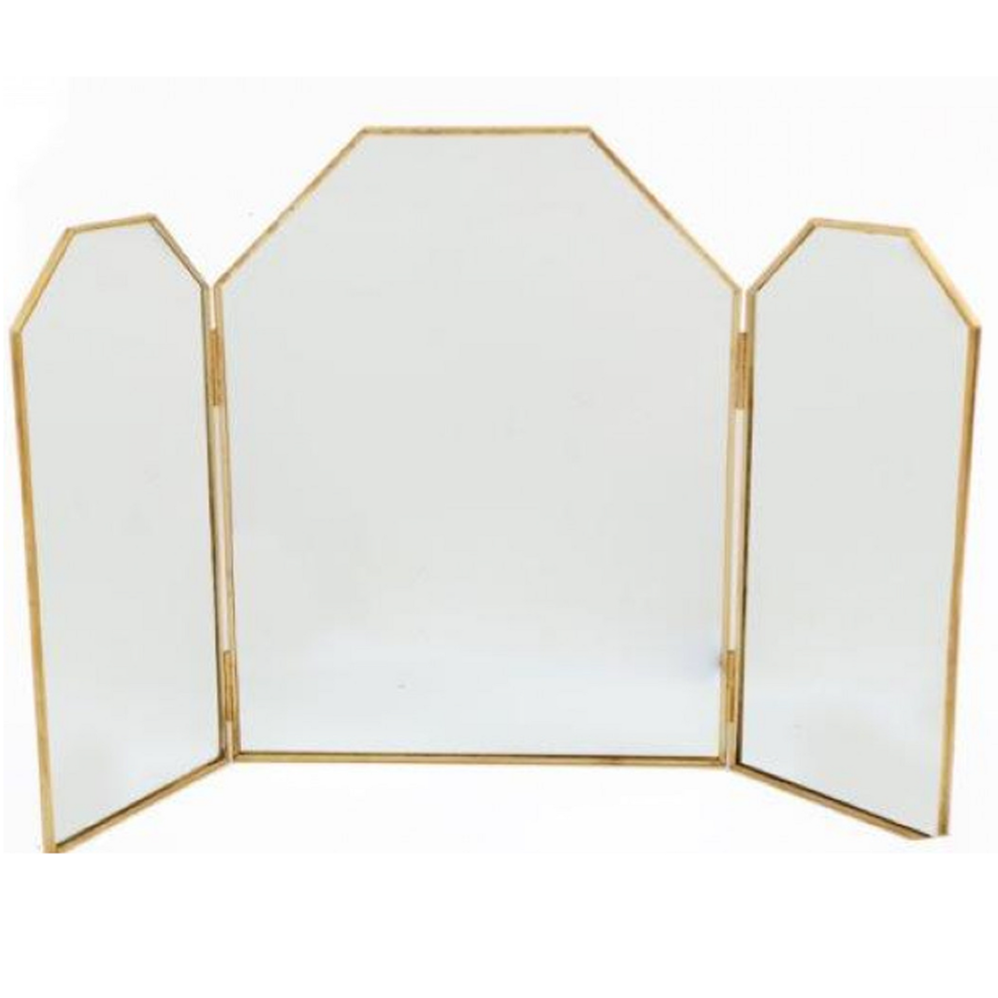 Gold Triple Edge Foldable Table Mirror | Happy Piranha