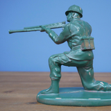 Crouching Green Army Man - 18cm Toy Soldier Ornament (Back) | Happy Piranha