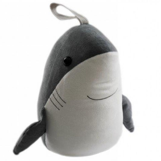 Smiley Grey Shark Fabric Door Stop (Doorstop) | Happy Piranha