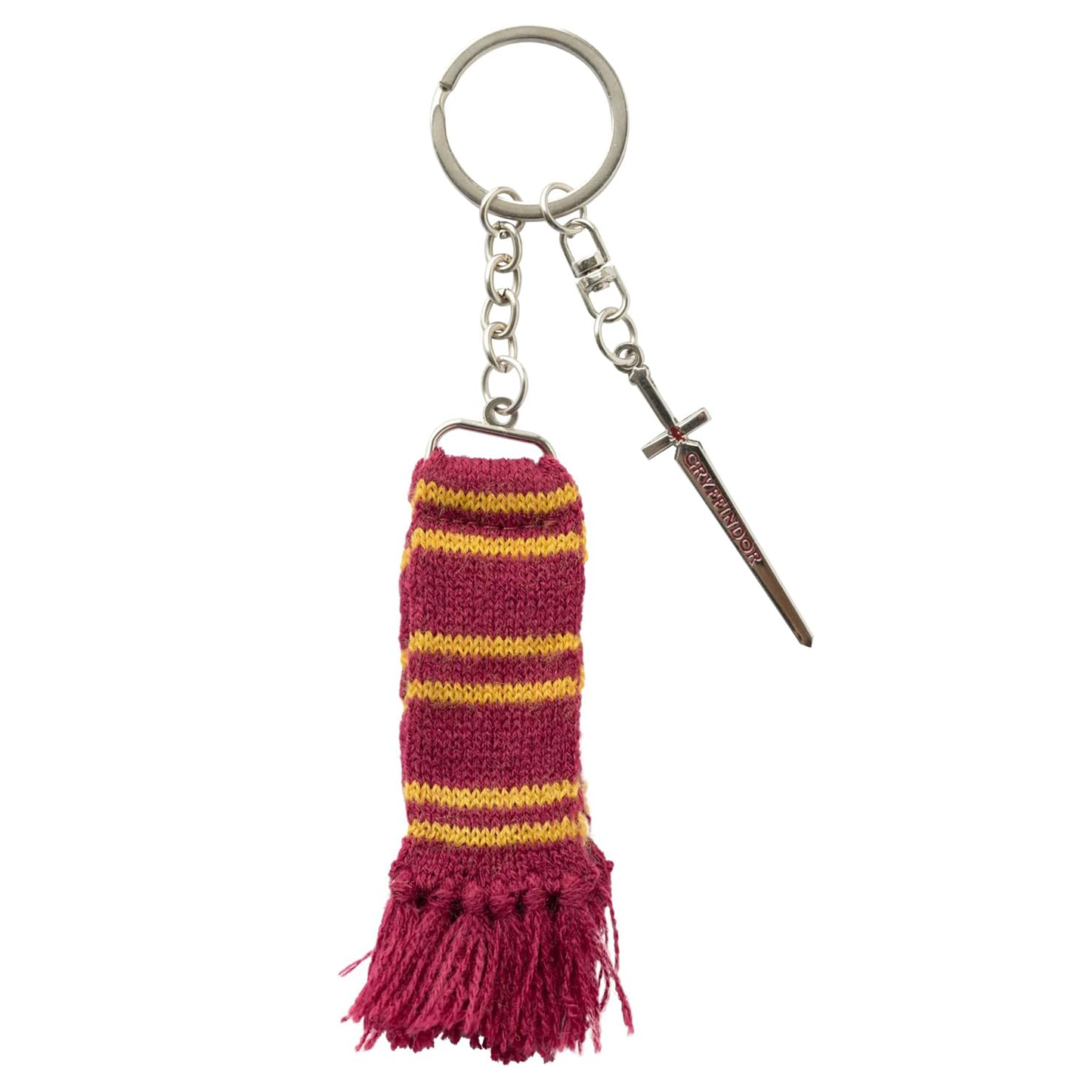 Gryffindor's Sword & Scarf Harry Potter Keychain on a White Background | Happy Piranha
