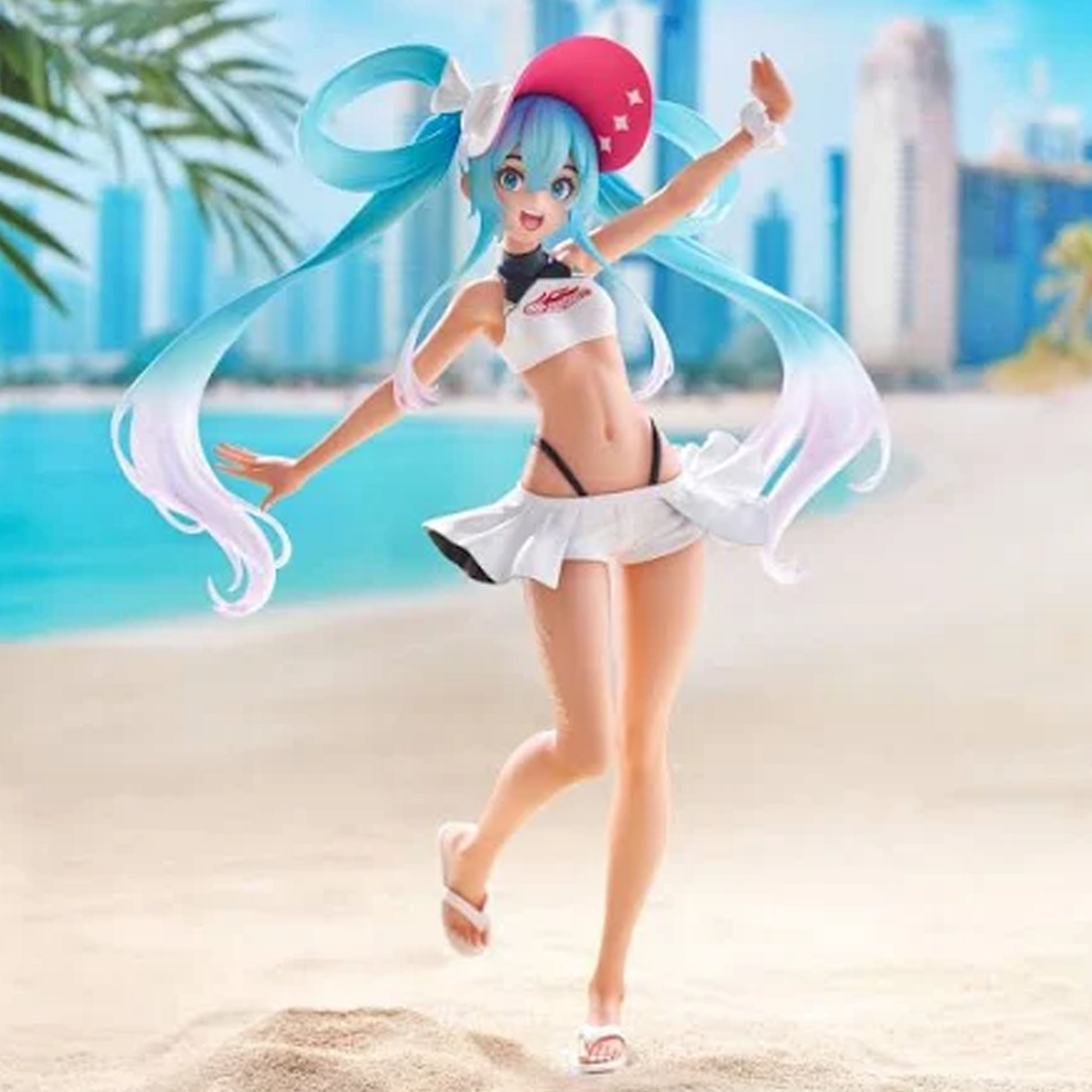 Hatsune Miku GT Project: Trio-Try-It 2024 Racing Miku Figure on a Beach Background  (Front) | Happy Piranha