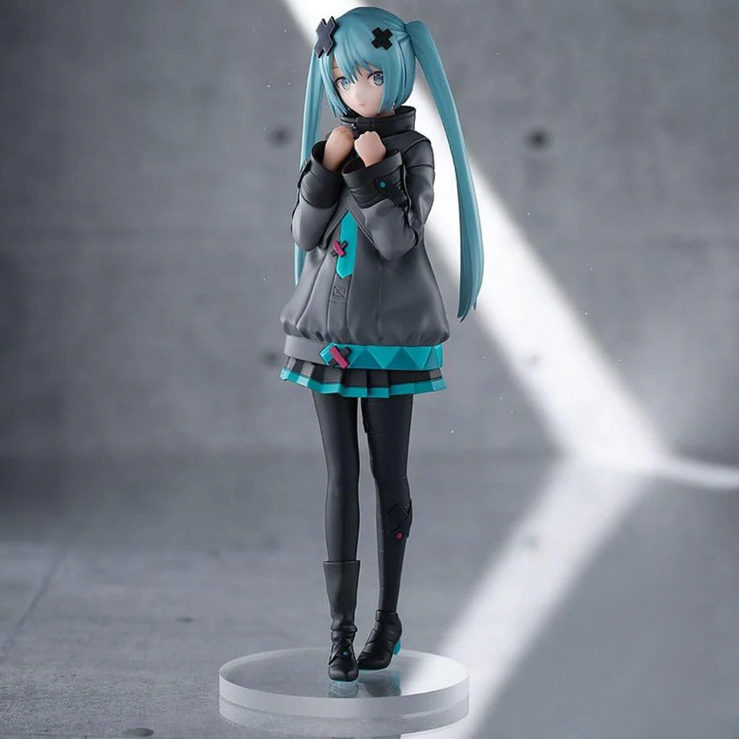 Hatsune Miku Colourful Stage! The Movie: Shuttered Sekai Luminista Figure (Front) on a Grey Background | Happy Piranha