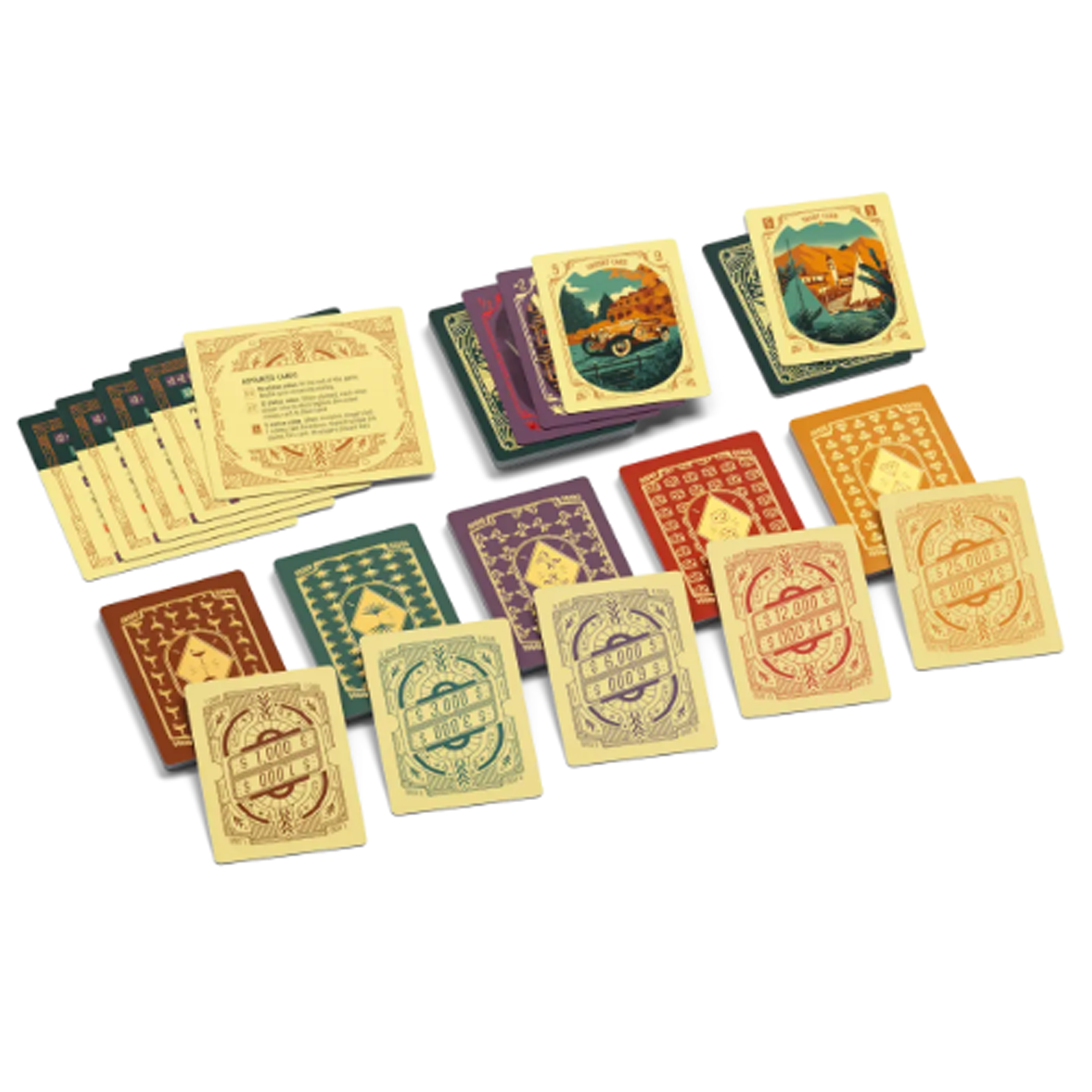 High Society Card Game (Cards Laid Out in Rows) On a White Background | Happy Piranha