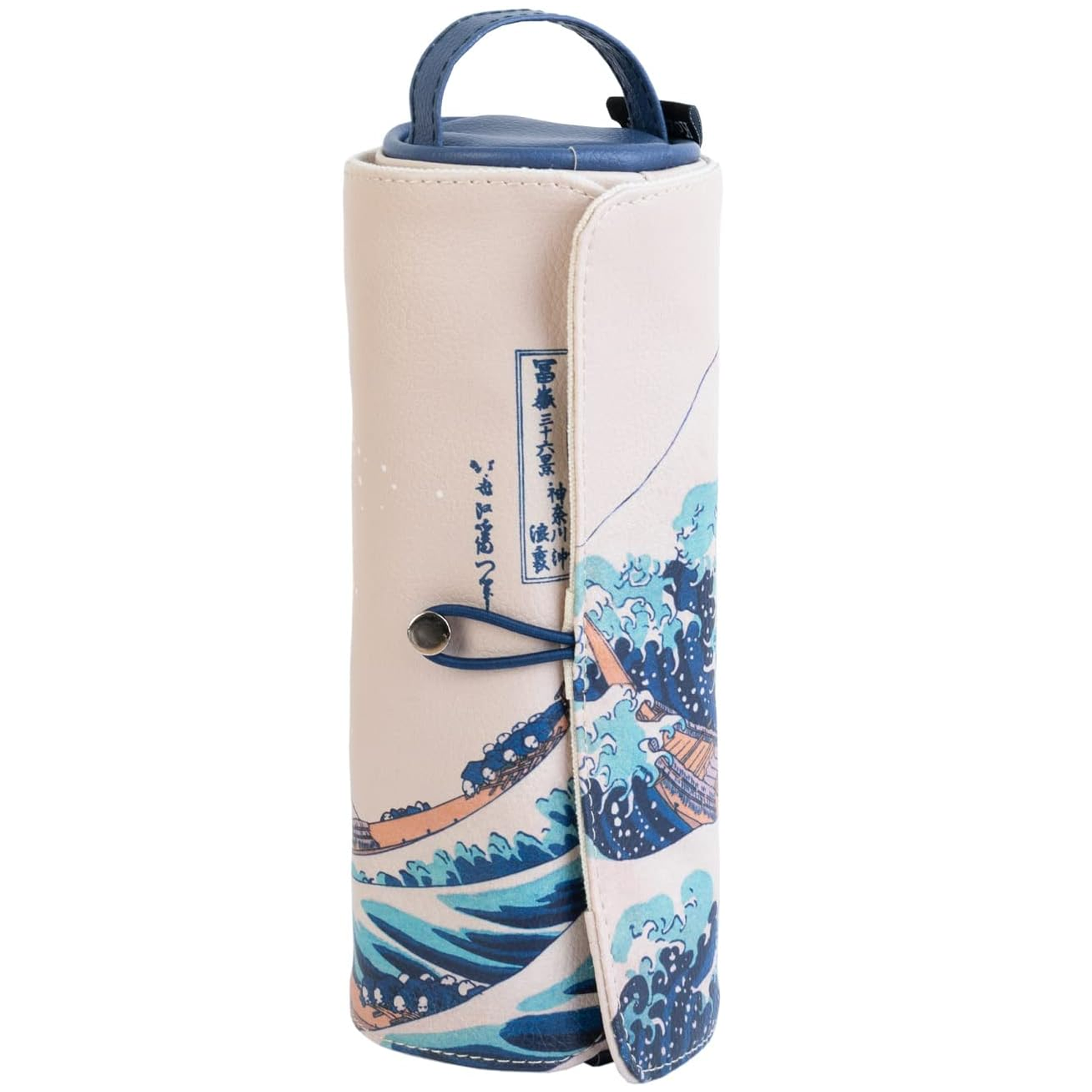Hokusai Great Wave Roll Up Pencil Case / Art Case on a White Background | Happy Piranha