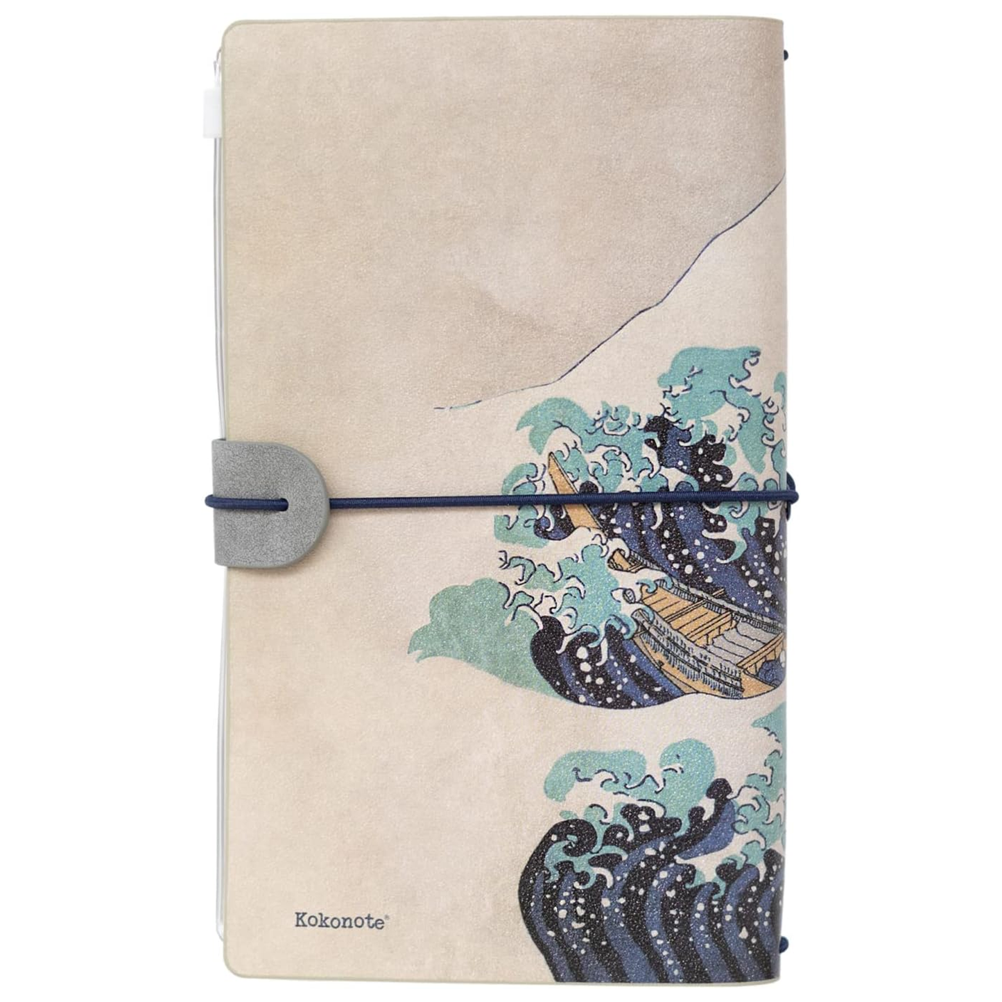 Hokusai Great Wave Faux Leather Travel Journal / Notebook (Back) | Happy Piranha